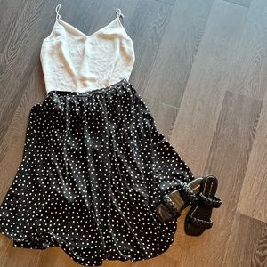 Black and white polka dot skirt